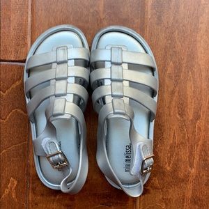 Mini Melissa Sandals Gray Sz 10 EUC